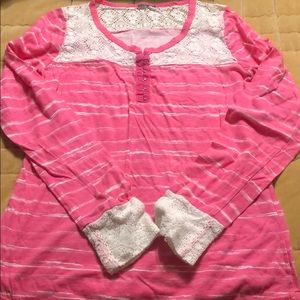 Pink and crochet Cruel Girl long sleeve tee